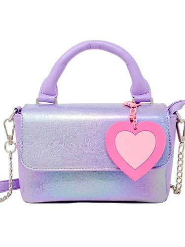Purple Shiny Baguette Heart Handbag