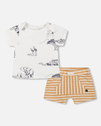 Safari And Sand Stripe Short Set