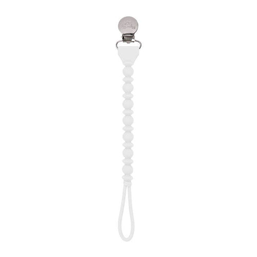 White Bead Sweetie Strap™ Silicone Pacifier Clip