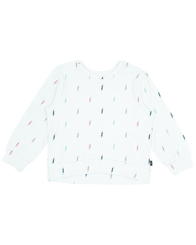 Dusty White Bright Bolts Hacci Pullover