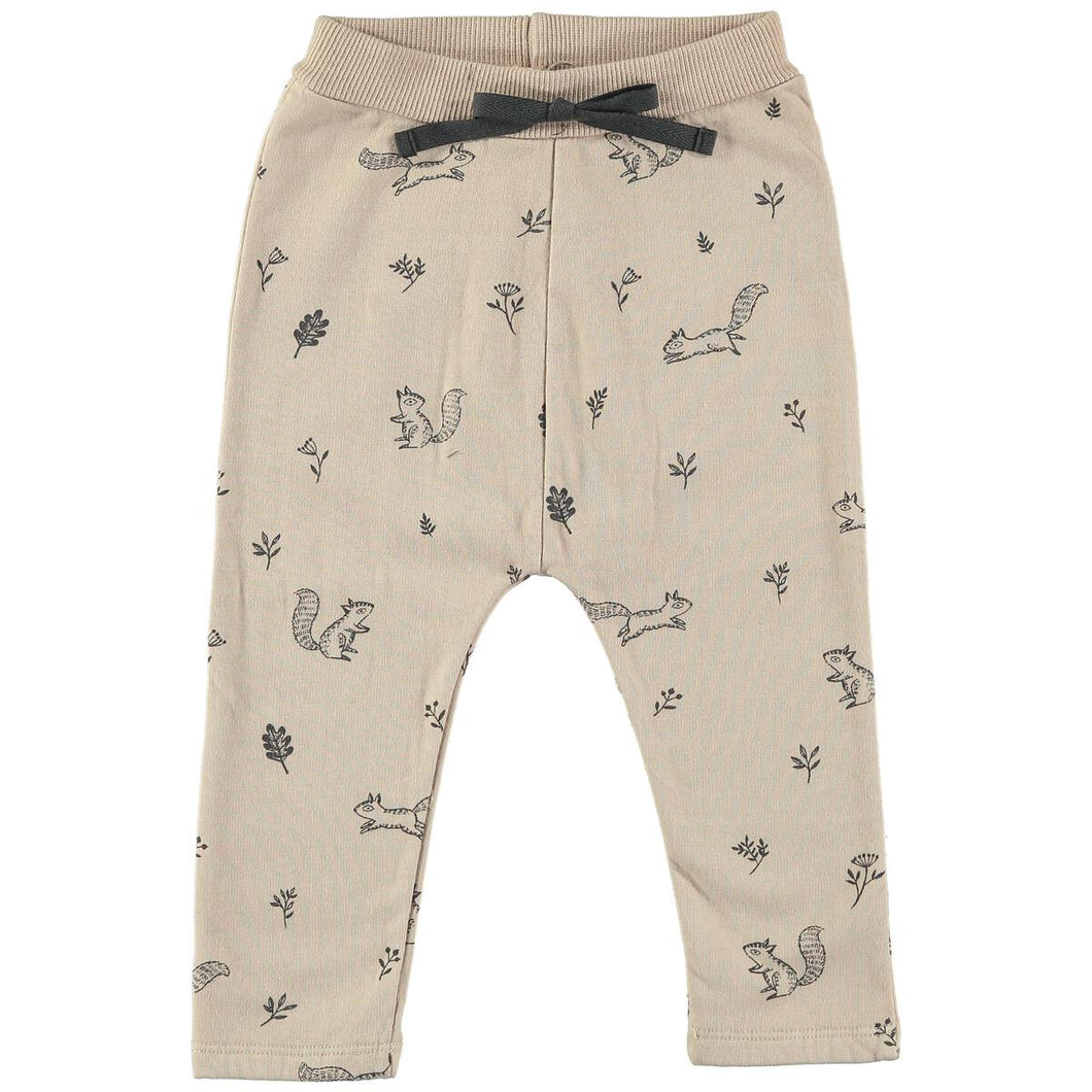 Beige Squirrels & Flowers Pants