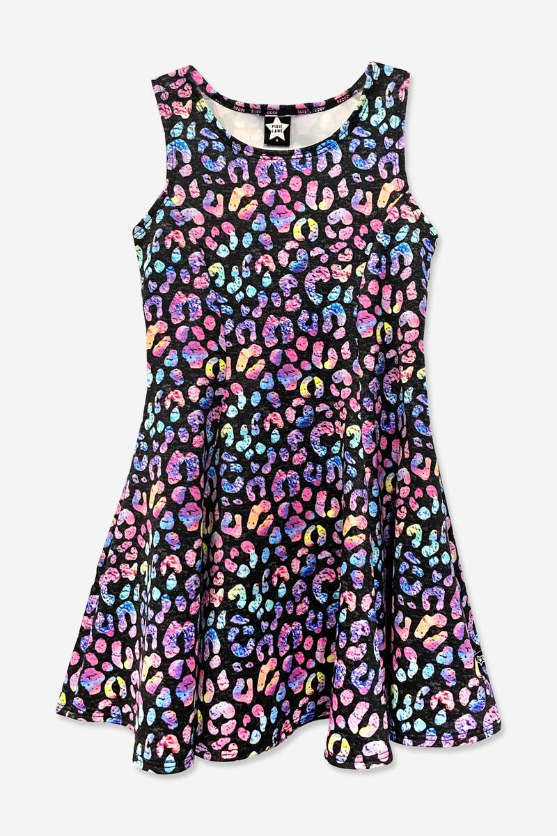 Holographic Cheetah Sleeveless Twirl Dress