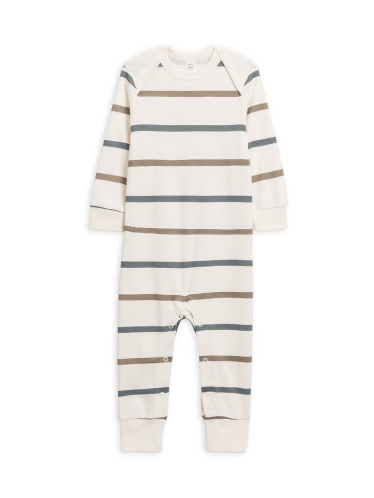 Agave Driftwood Stripe Organic Baby Aspen Romper
