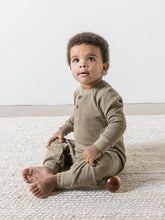 Load image into Gallery viewer, Spruce Organic Baby Crosby Waffle Henley Romper