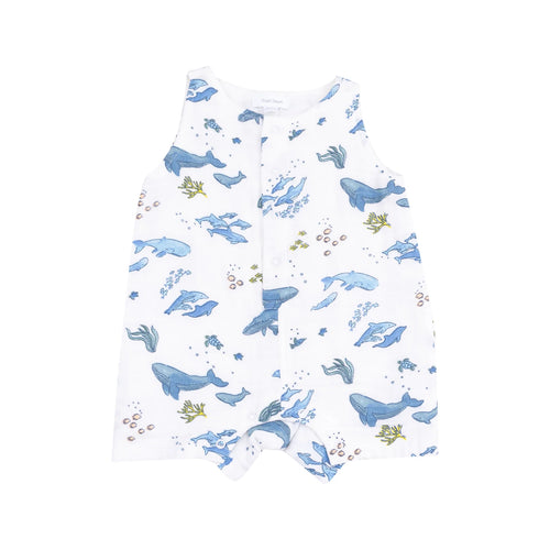 Watercolor Whales Shortie Romper