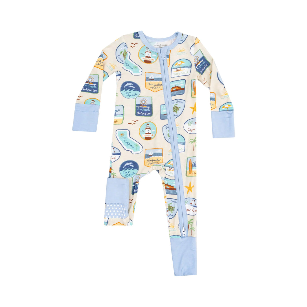 Beach Patches 2 Way Zip Romper
