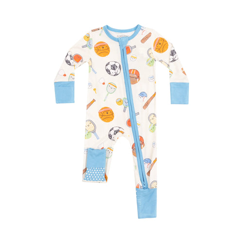 Sports Ball Friends 2 Way Zip Romper