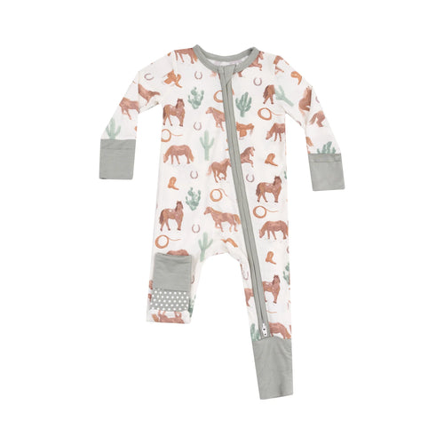 Western Horses 2 Way Zip Romper
