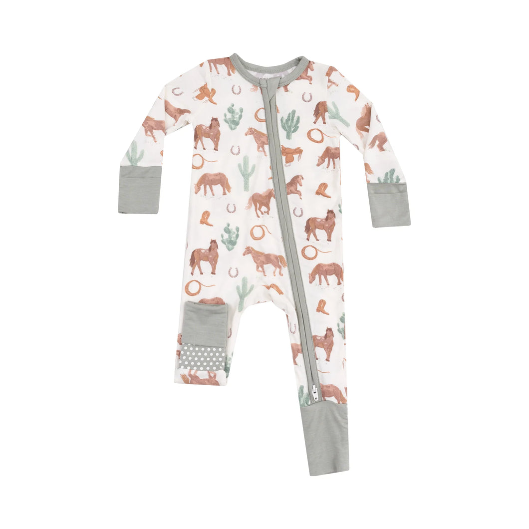 Western Horses 2 Way Zip Romper