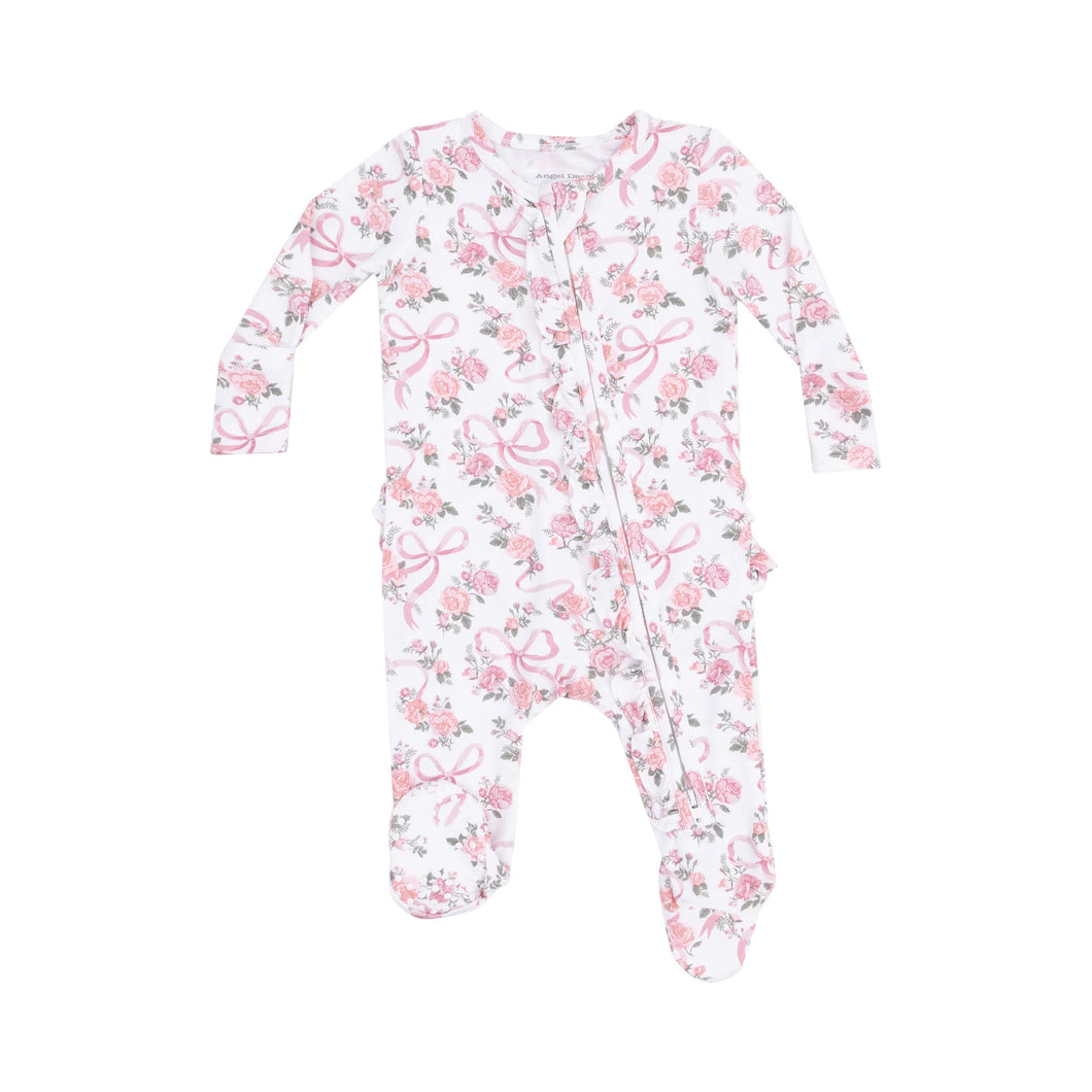 Ribbons and Flowers 2 Way Zip Footie