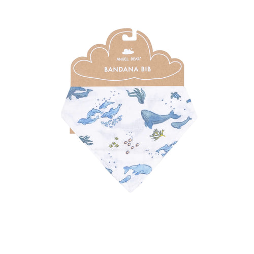 Watercolor Blue Whales Bandana Bib