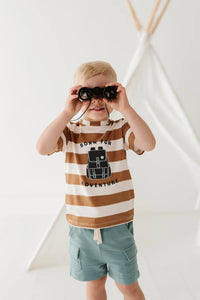 Born For Adventure Striped Short Sleeve Shirt