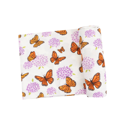 Monarch Butterflies and Milkweed Swaddle Blanket