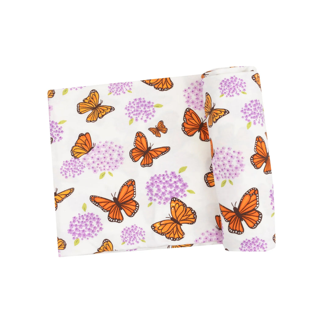 Monarch Butterflies and Milkweed Swaddle Blanket