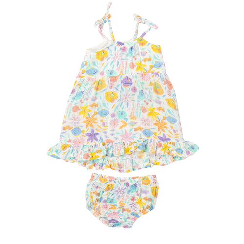 Tropical Fish Floral Twirly Tank Dress & Diaper Cover