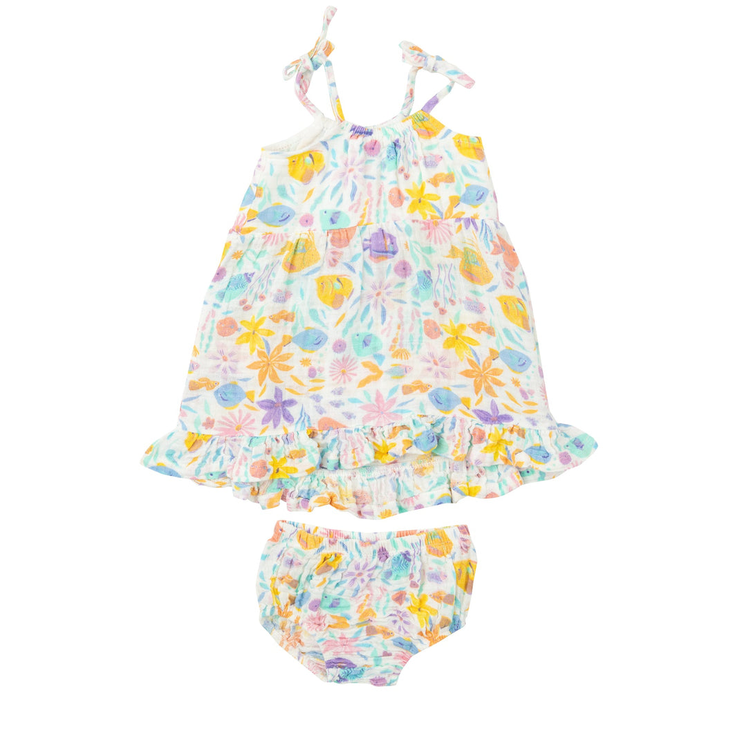 Tropical Fish Floral Twirly Tank Dress & Diaper Cover