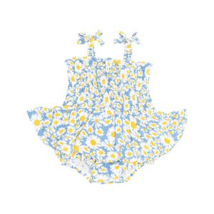 Shasta Daisy Smocked Bubble With Skirt