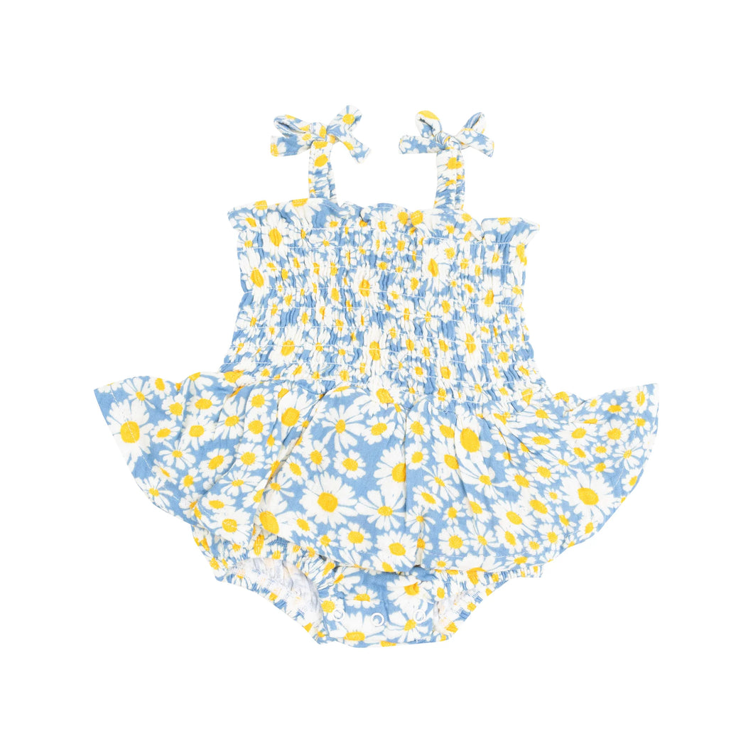 Shasta Daisy Smocked Bubble With Skirt