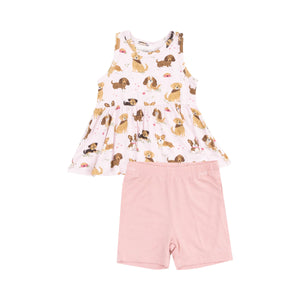 Pink Best Friend Dogs Peplum Tank Set