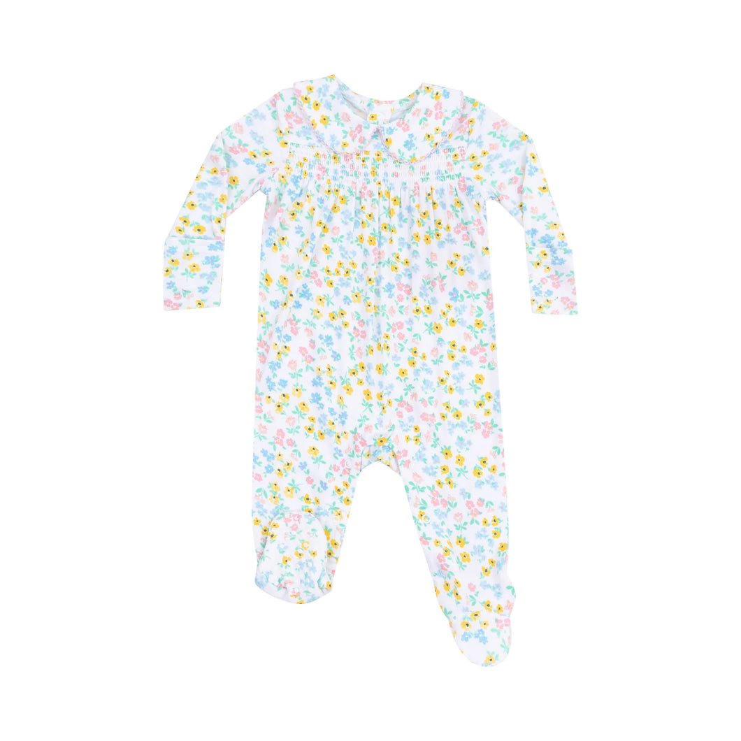 Caroline's Calico Smocked Peter Pan Footie