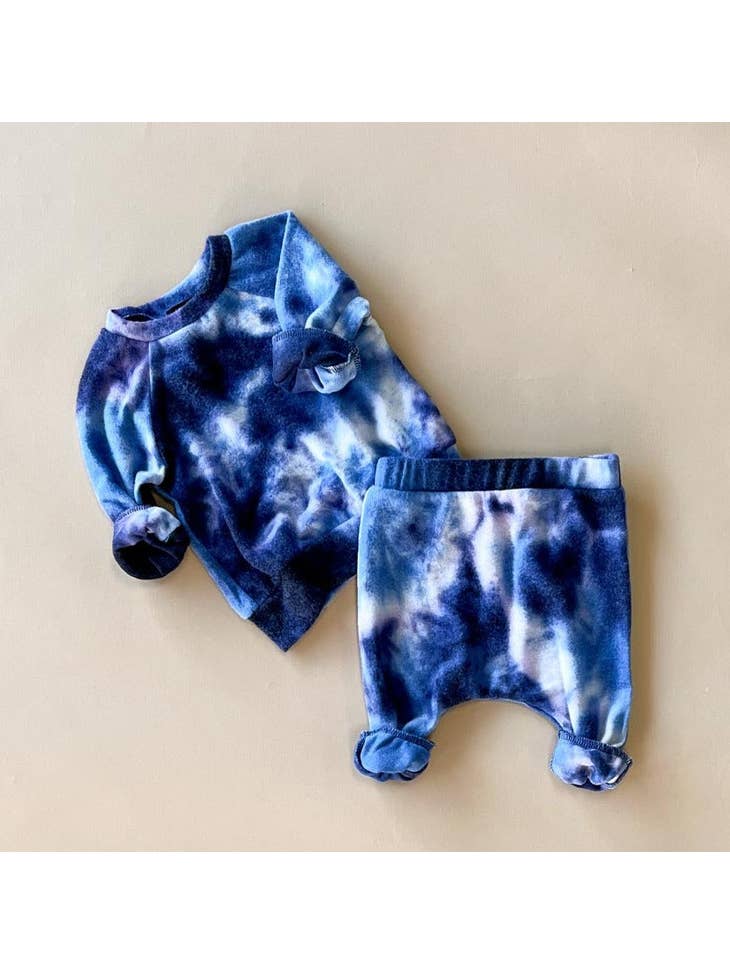 Tie Dye Blue Billie Faux Cashmere Baby Set