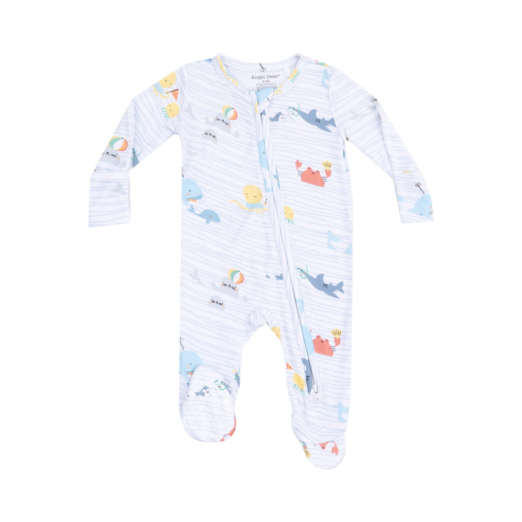 Sea Stripes 2 Way Zip Footie