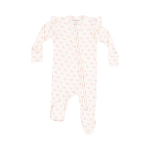 Vintage Mini Bows 2 Way Zip Footie