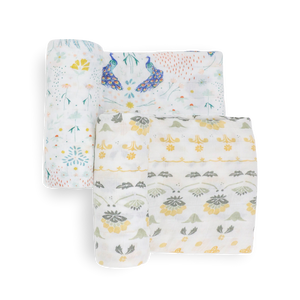 Peacock Muslin Swaddle Blanket Duo