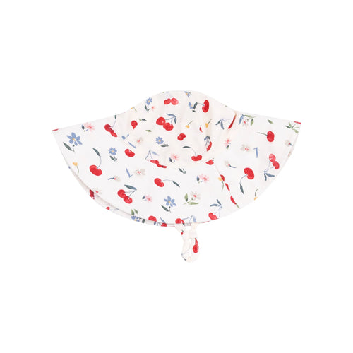 Watercolor Cherries + Gingham Wide Brim Hat