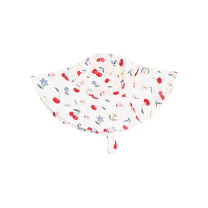 Watercolor Cherries + Gingham Wide Brim Hat