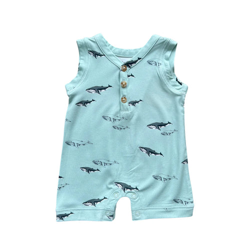 Oceanic Whales Baby Sleeveless Romper