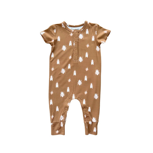 Toffee Bugs Short Sleeve Henley Romper