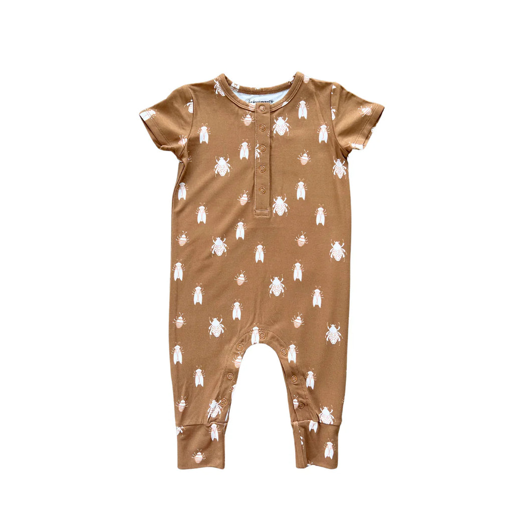 Toffee Bugs Short Sleeve Henley Romper
