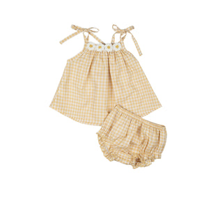 Chamomile Gingham White Daisy Two Piece Set