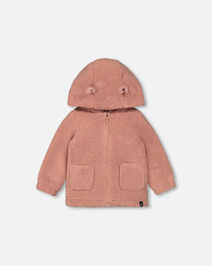 Pink Sherpa Hooded Baby Bear Jacket