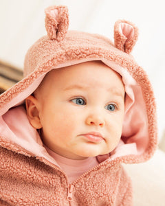 Pink Sherpa Hooded Baby Bear Jacket