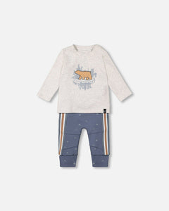 Oatmeal & French Navy Bear Baby Set