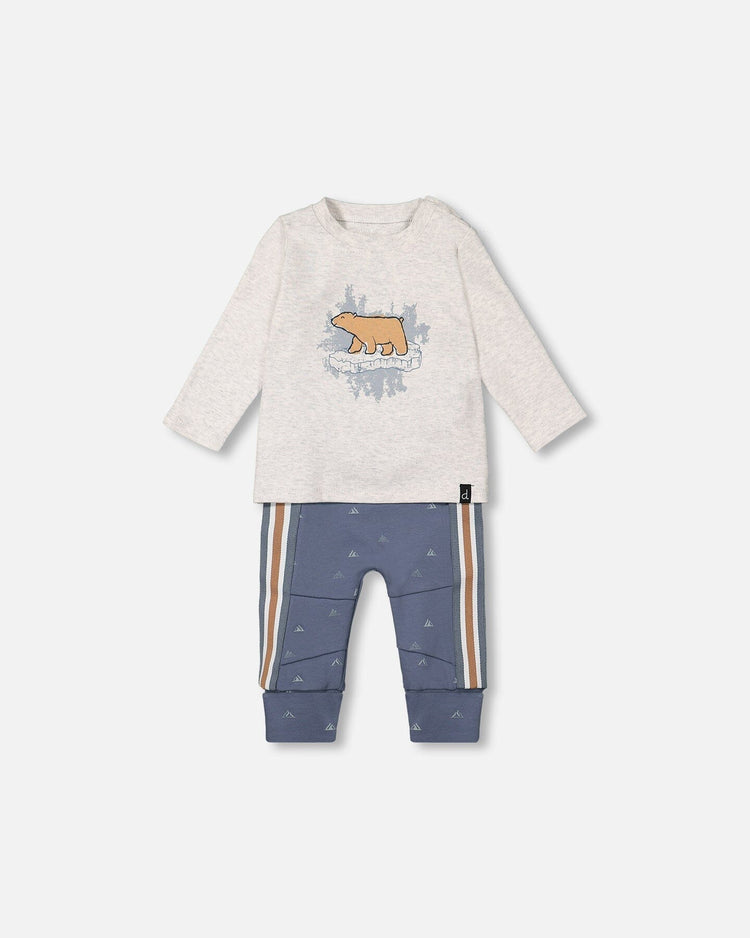 Oatmeal & French Navy Bear Baby Set