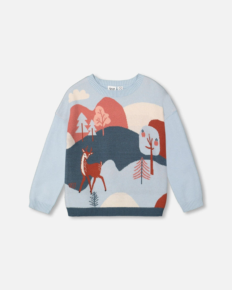 Forest Fawn Blue Sweater