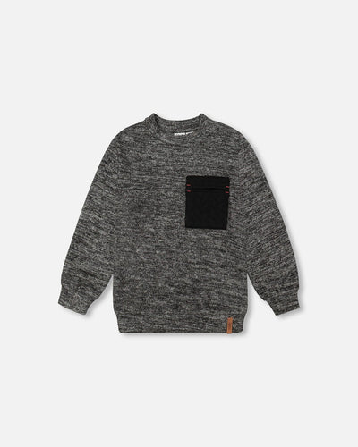Charcoal Grey Mix Brushed Jersey Pocket Tee
