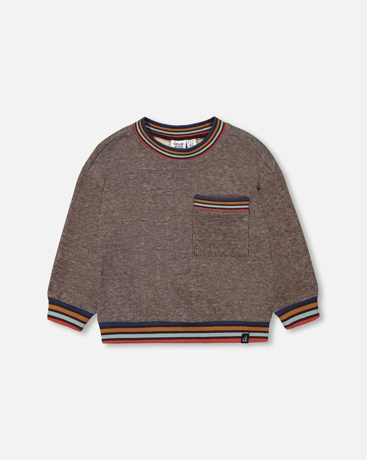 Brown Mix Brush Rib Sweatshirt