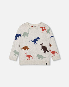Oatmeal Multi Dinosaur Sweater