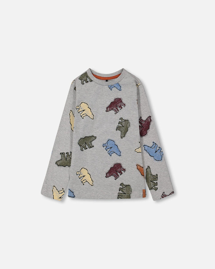 Grey Mix Bear Long Sleeve Tee