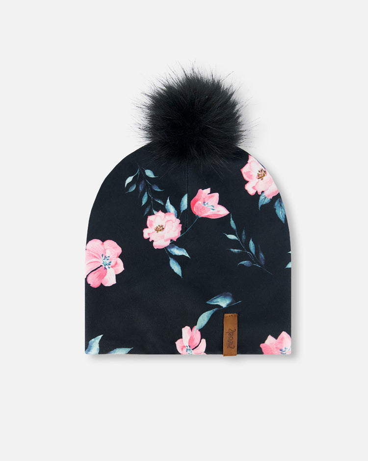 Black Roses Jersey Pom Pom Hat