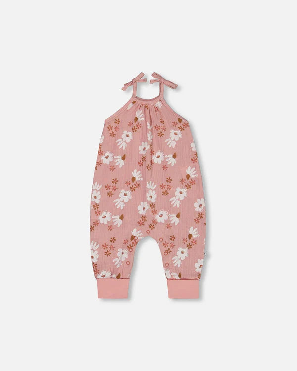Floral Muslin Tie Baby Jumper