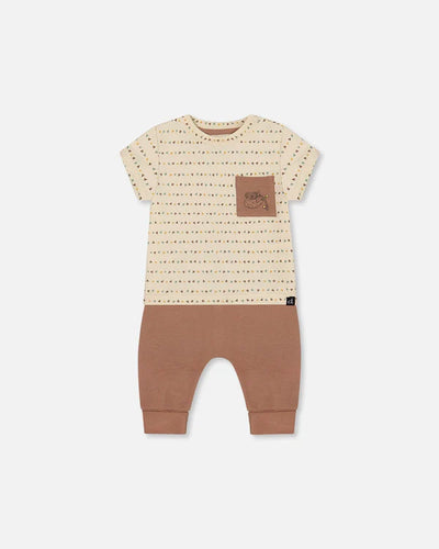 Printed Monkey Jersey Set