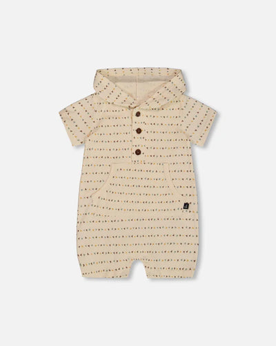 Triangle Printed Hooded Baby Romper