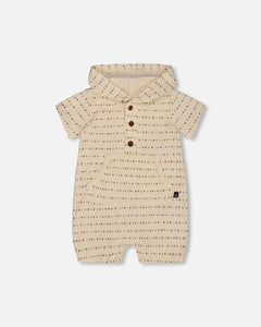 Triangle Printed Hooded Baby Romper
