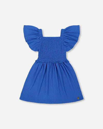 Royal Blue Smocked Textured Dress