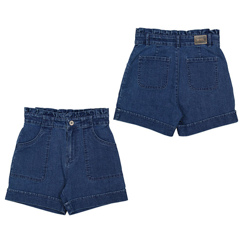 Dark Blue Denim High Waist Tween Short